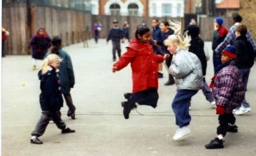 School Children playing games in the School Playground